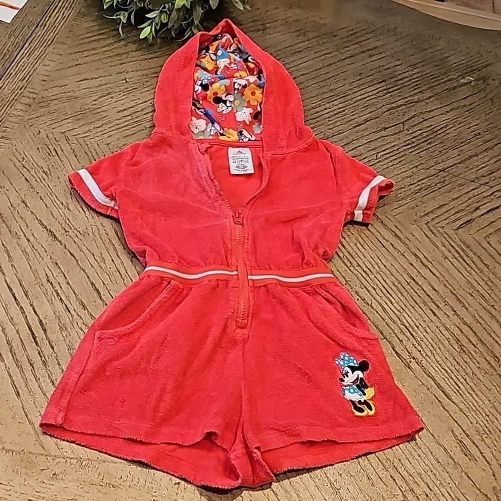 Minnie Mouse terry cloth romper swim cover up size 5/6 Disney